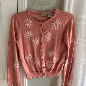 Anthropologie HWR Embroidered Daisy Cardigan